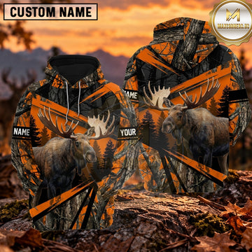 Maxcorners Deer Hunting Classic Rustic Leather Camo Personalized Name 3D Hoodie