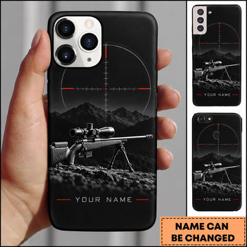 Maxcorners Long Range Shooting Minimalist Mountain Crosshair Personalized Name 3D Phone Case