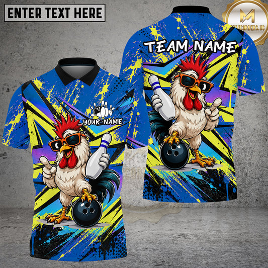 Maxcorners Bowling Rooster Cartoon Pop Art Multiple Options Personalized Name, Team Name 3D Shirt