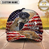 Maxcorners Distressed American Flag Torn Effect Duck Hunting Dog Cap, Multiple Breeds Personalized Name 3D Cap