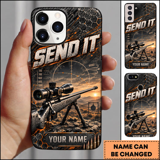 Maxcorners Long Range Shooting Send It Vintage Marksman Design Personalized Name 3D Phone Case