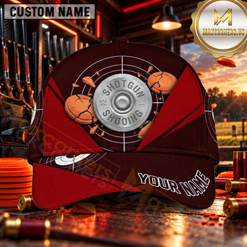 Maxcorners Shotgun Shell Target Badge Trap Shooting Personalized Name 3D Cap