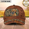 Maxcorners Rustic Leather Framed Retriever Patch Duck Hunting With Dogs Multi Options Personalized Name 3D Cap