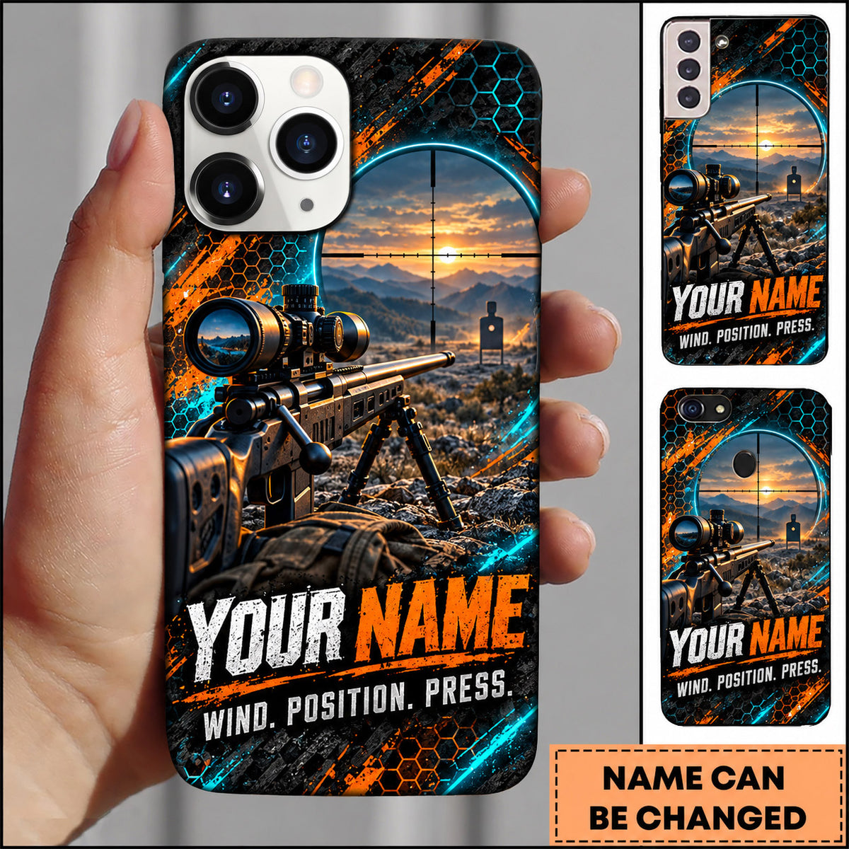 Maxcorners Long Range Shooting Wind Position Press Marksman Personalized Name 3D Phone Case