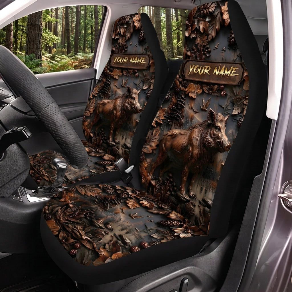 Maxcorners Deer Hunting Dark Wildlife Forest Personalized Name Car Seat Covers