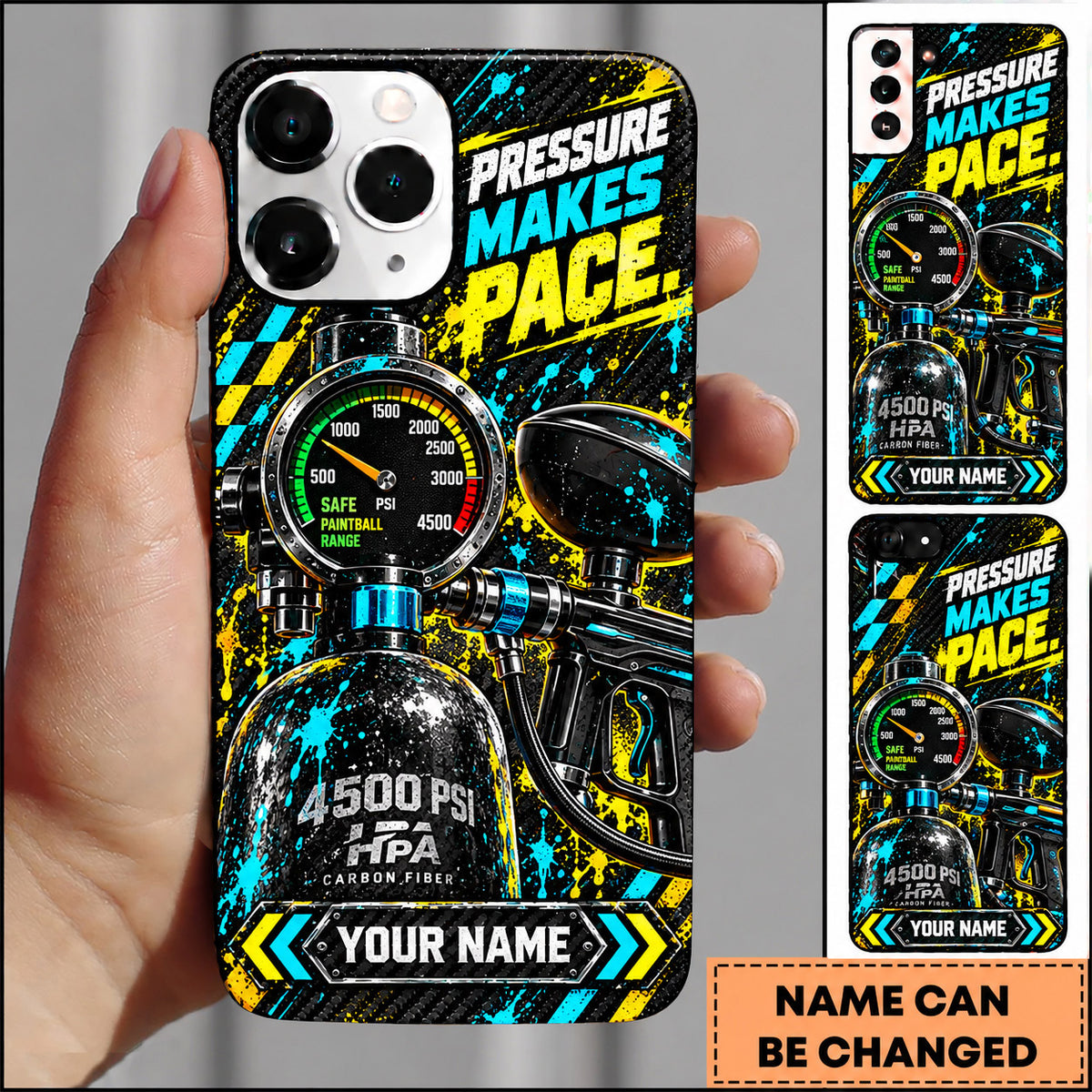 Maxcorners Paintball Pressure Makes Pace Speedball Personalized Name 3D Phone Case