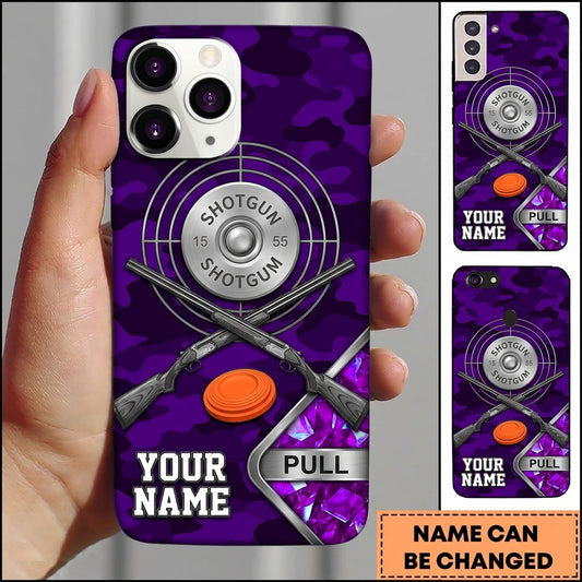 Maxcorners Camouflage Shotguns Pull Clay Target Personalized Name Trap Shooting Phone Case