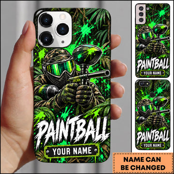 Maxcorners Paintball Forest Warrior Splatter Personalized Name 3D Phone Case