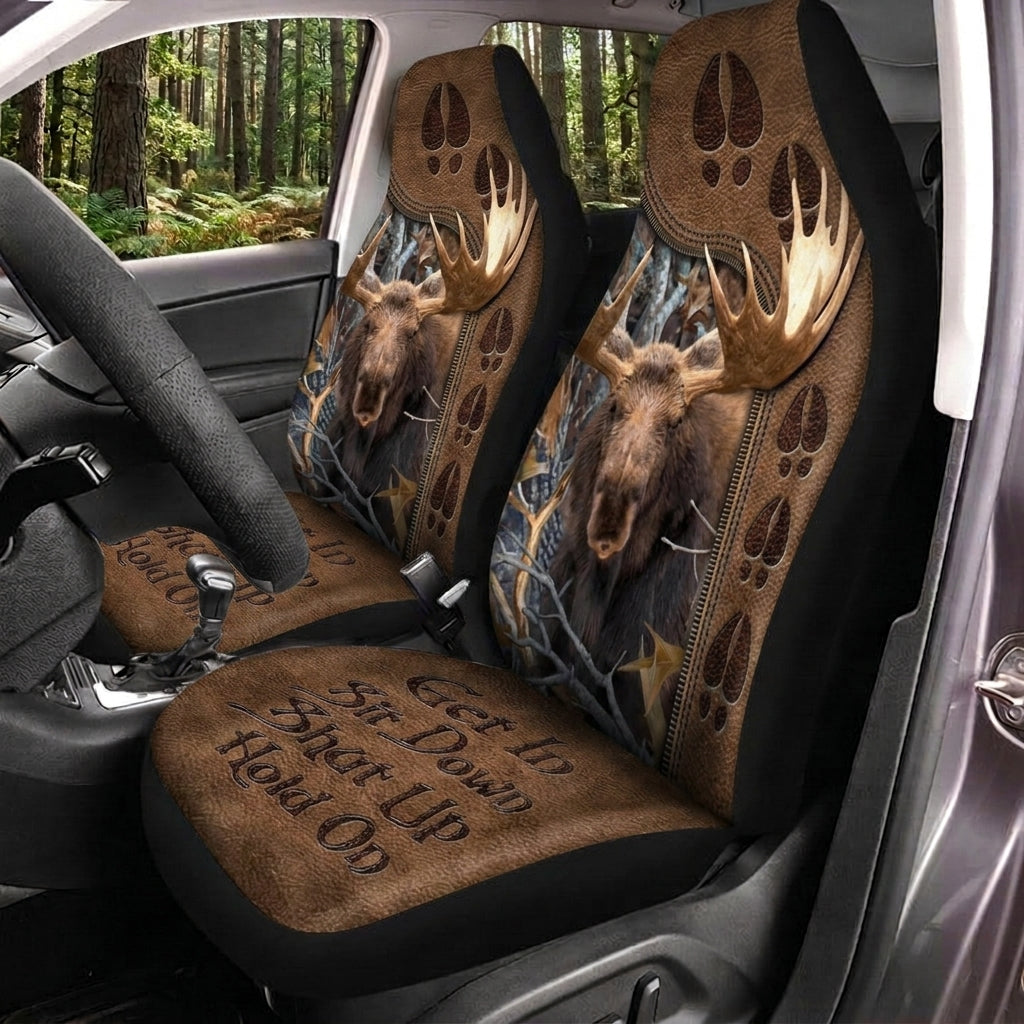 Maxcorners Deer Hunting Hold On Brown Buck Car Seat Covers