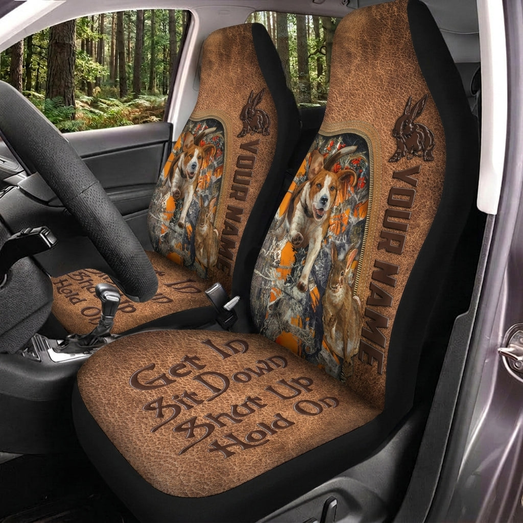 Maxcorners Deer Hunting Hold On Rustic Leather Car Seat Covers