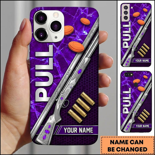 Maxcorners Silver Clay Target Shotgun Pull Clay Target Personalized Name Trap Shooting Phone Case