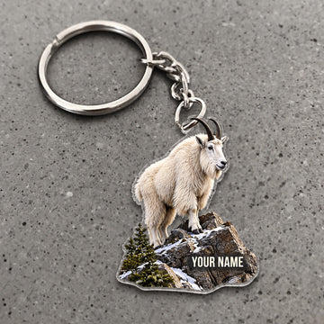 Maxcorners Mountain Goat Rocky Wilderness Design Custom Name Hunting Custom Gift 2D Flat Acrylic Ornament, Keychain