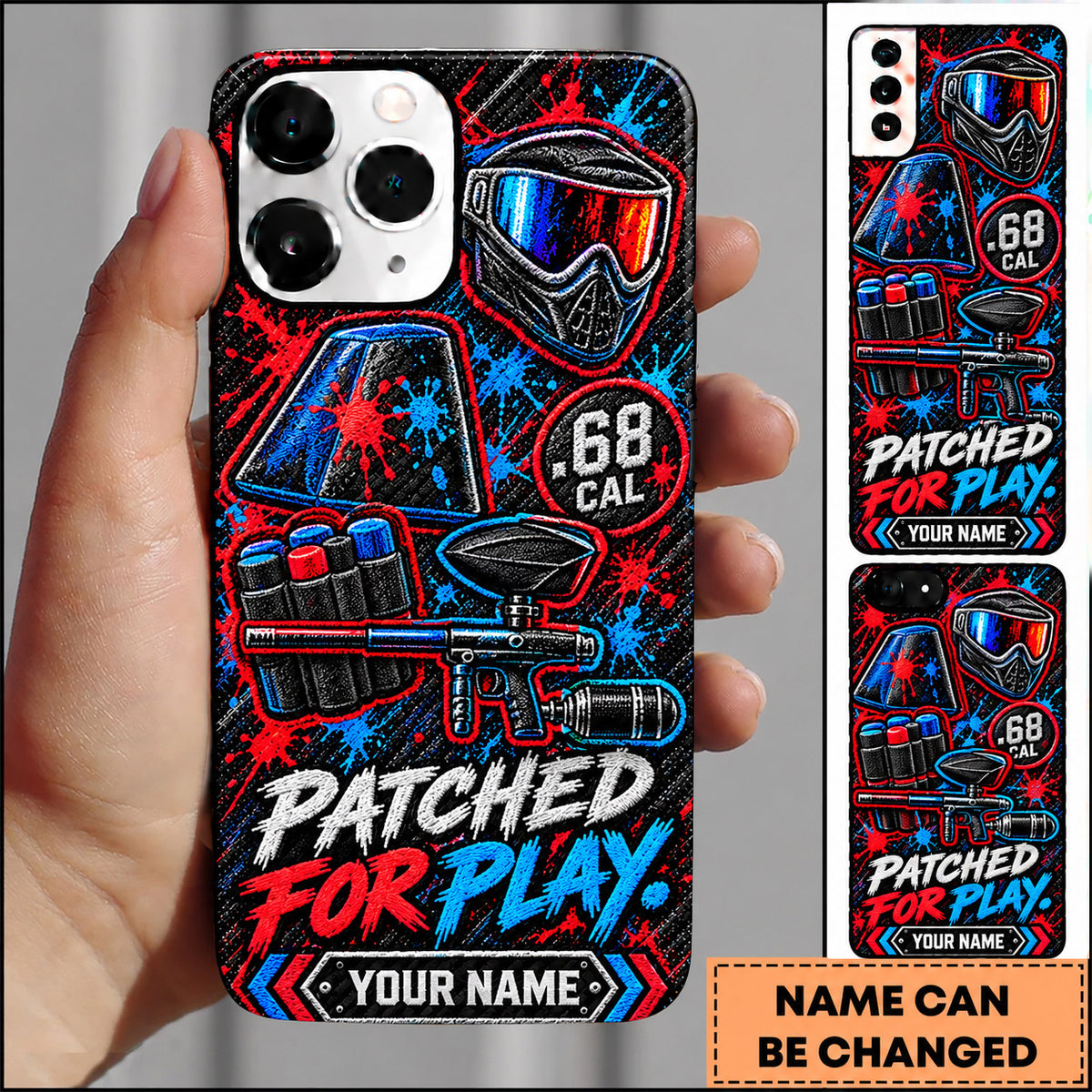 Maxcorners Paintball Patched For Play Warrior Personalized Name 3D Phone Case