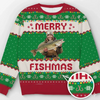 Maxcorners Custom Photo Merry Fishmas Sweater, Funny Fisherman Ugly Sweater, Fishing Ugly Christmas Sweater
