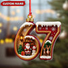 Maxcorners Personalized 67 Christmas Ornament, Custom Name Santa & Reindeer Number 67 Bauble, Holiday Tree Decoration