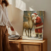 Maxcorners Christmas Deer Hunting Cabin Décor – Santa With Reindeer Canvas Print