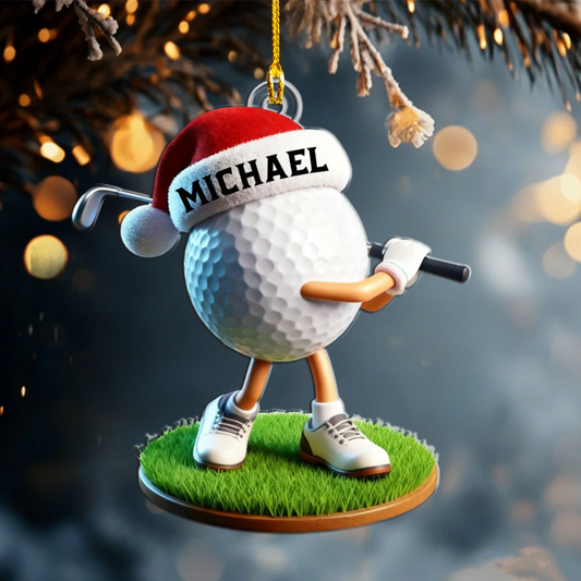 Maxcorners Custom Name Golf Ornament, Golf Keychain, Golf Accessories, Christmas Golf Gift, Gift For Golf Dad