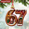 Maxcorners Personalized 67 Christmas Ornament, Custom Name Santa & Reindeer Number 67 Bauble, Holiday Tree Decoration