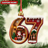 Maxcorners Personalized 67 Christmas Ornament, Custom Name Santa & Reindeer Number 67 Bauble, Holiday Tree Decoration