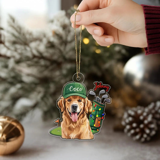 Maxcorners Custom Dog Picture Ornament, Acrylic Ornament, Christmas Tree Ornaments, Gift For Golfer
