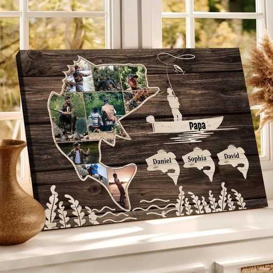 Maxcorners Custom Photo Canvas, Fishing Canvas Wall Art, Fishing Presents For Dad, Fishing Father's Day Gifts LM0101