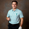 Maxcorners St Patrick's Day Shamrock Golf And Beer Blue And White Golf Shirt, Polo Shirts For Men, Golf Shirts For Men