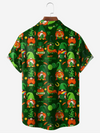 Maxcorners Green Irish St. Patrick's Day Lucky Clover Gold Coins Hawaiian Golf Shirt, Tropical Vibe Men's Golf Shirt