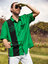 Maxcorners Green St. Patrick's Day Lucky Clover Hawaiian Golf Shirt, Holiday Hawaiian Shirt, Tropical Vibe Men's Golf Shirt