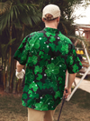 Maxcorners Green St. Patrick's Day Lucky Clover Gold Coins Beauty Hawaiian Golf Shirt, Tropical Vibe Men's Golf Shirt