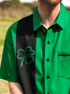 Maxcorners Green St. Patrick's Day Lucky Clover Hawaiian Golf Shirt, Holiday Hawaiian Shirt, Tropical Vibe Men's Golf Shirt