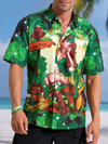 Maxcorners Green St. Patrick's Day Lucky Clover Gold Coins Beauty Hawaiian Golf Shirt, Tropical Vibe Men's Golf Shirt