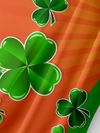 Maxcorners St. Patrick's Day Lucky Four Leaf Clover Orange And Green Hawaiian Golf Shirt, Tropical Vibe Men's Golf Shirt