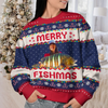 Maxcorners Custom Photo Merry Fishmas Sweater, Funny Fisherman Ugly Sweater, Fishing Ugly Christmas Sweater