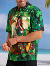 Maxcorners Green St. Patrick's Day Lucky Clover Gold Coins Beauty Hawaiian Golf Shirt, Tropical Vibe Men's Golf Shirt