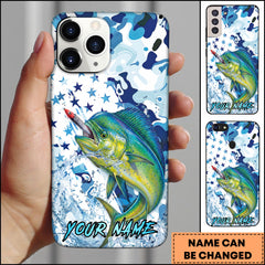 Maxcorners Mahi-Mahi Fishing Star Camo Water Splash Art Personalized Name Phone Case
