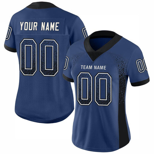 Maxcorners Custom Royal Black-White Drift Fashion Football Jersey LM2605