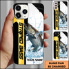 Maxcorners Fishing Phone Case Dynamic Splash Black Blue Contrast Design Personalized Name Phone Case (10 Fish Species)
