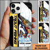 Maxcorners Fishing Phone Case Dynamic Splash Black Blue Contrast Design Personalized Name Phone Case (10 Fish Species)