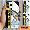 Maxcorners Fishing Phone Case Dynamic Splash Black Blue Contrast Design Personalized Name Phone Case (10 Fish Species)