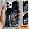 Maxcorners Fishing Phone Case Bold Typography Water Action Design Personalized Name Phone Case (10 Fish Species)