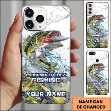 Maxcorners Fishing Phone Case Realistic Jumping Fish Water Burst Premium Art Personalized Name Phone Case (10 Fish Species)