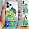 Maxcorners Fishing Phone Case Realistic Jumping Fish Water Burst Premium Art Personalized Name Phone Case (10 Fish Species)