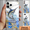 Maxcorners Fishing Phone Case Realistic Jumping Fish Water Burst Premium Art Personalized Name Phone Case (10 Fish Species)