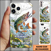 Maxcorners Fishing Phone Case Realistic Jumping Fish Water Burst Premium Art Personalized Name Phone Case (10 Fish Species)