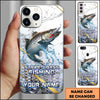 Maxcorners Fishing Phone Case Realistic Jumping Fish Water Burst Premium Art Personalized Name Phone Case (10 Fish Species)