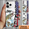 Maxcorners Fishing American Flag Patriotic Water Splash Personalized Name Phone Case (10 Fish Species)