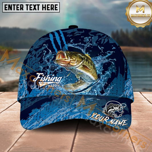 Maxcorners Fishing Camo Water Splash Personalized Name 3D Cap (9 Breeds)