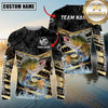 Maxcorners Fishing Black Gold Splash Dynamic Pattern Personalized Name, Team Name Long Sleeve Shirt (9 Breeds)