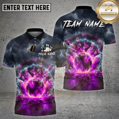 Maxcorners Bowling Flaming Impact Storm Strike Graphic Multi Options Personalized Name, Team Name 3D Shirt