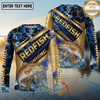 Maxcorners  Fishing Gold Stripe Personalized Name, Team Name Long Sleeve Shirt (9 Fish Species)